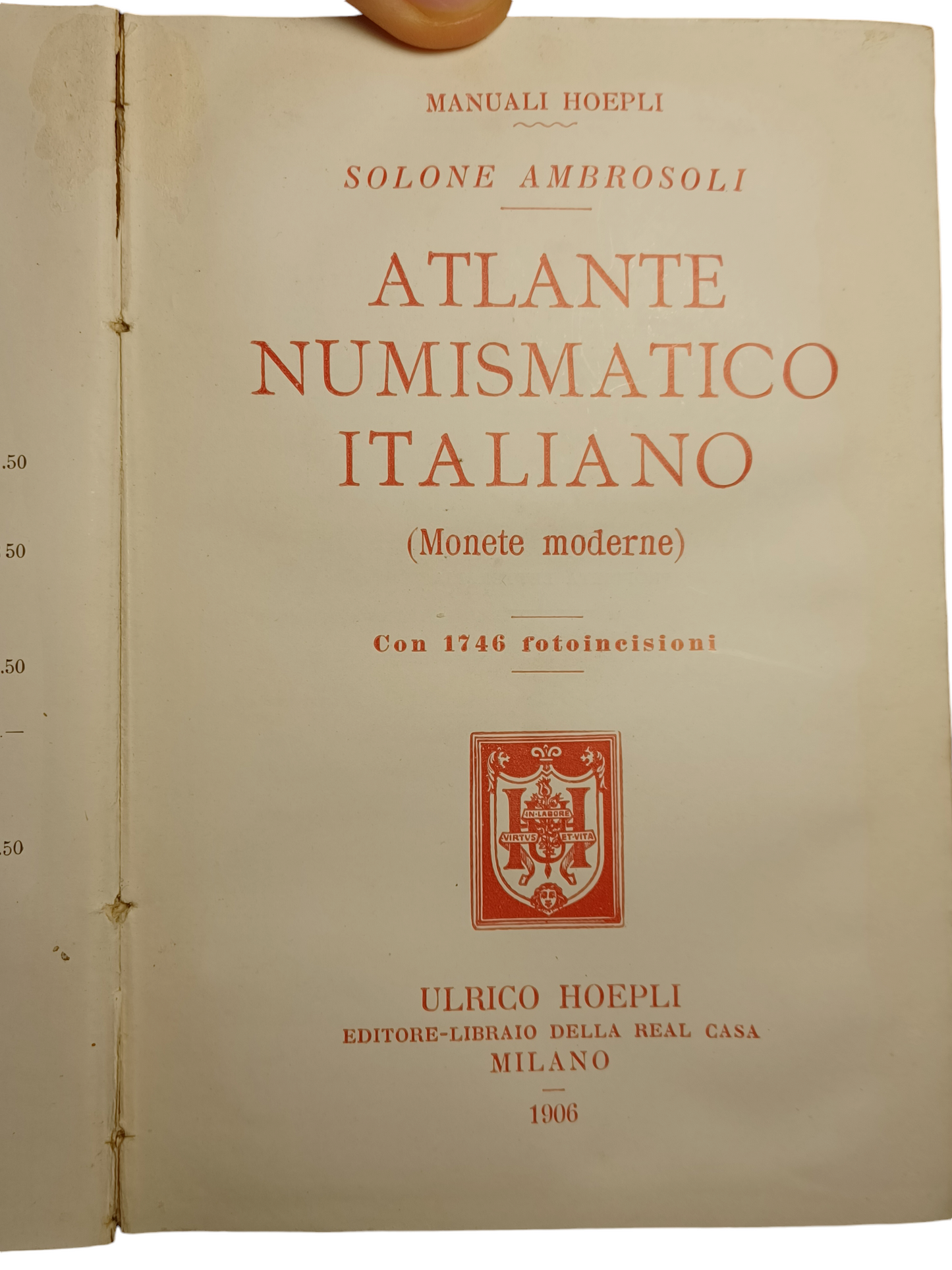 Atlantico Numismatico Di Ulrico Hoepli anno 1906