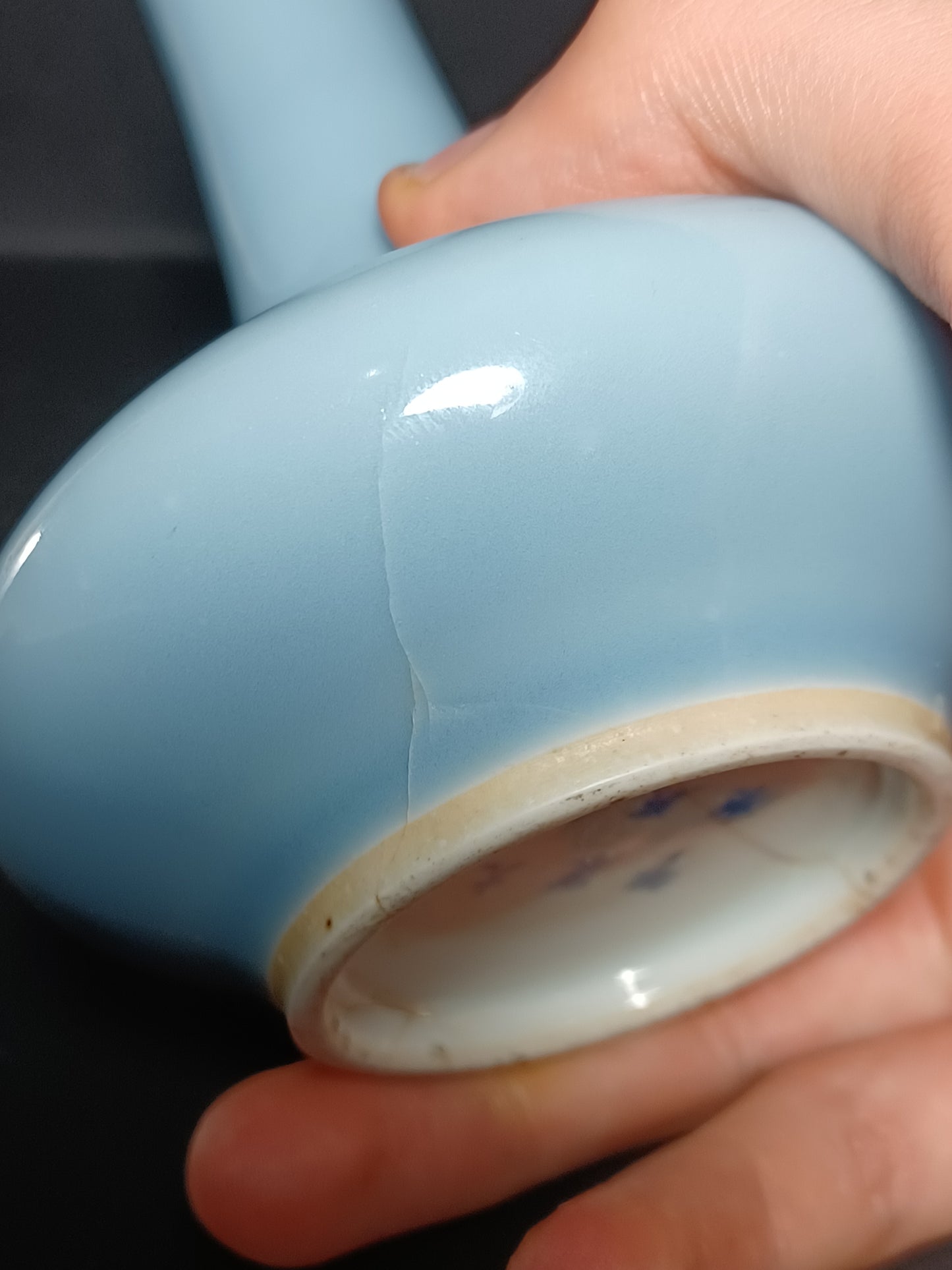 Vaso Cinese Claire de Lune Marchio Apocrifo Kangxi (1654-1722) Epoca XIX Secolo