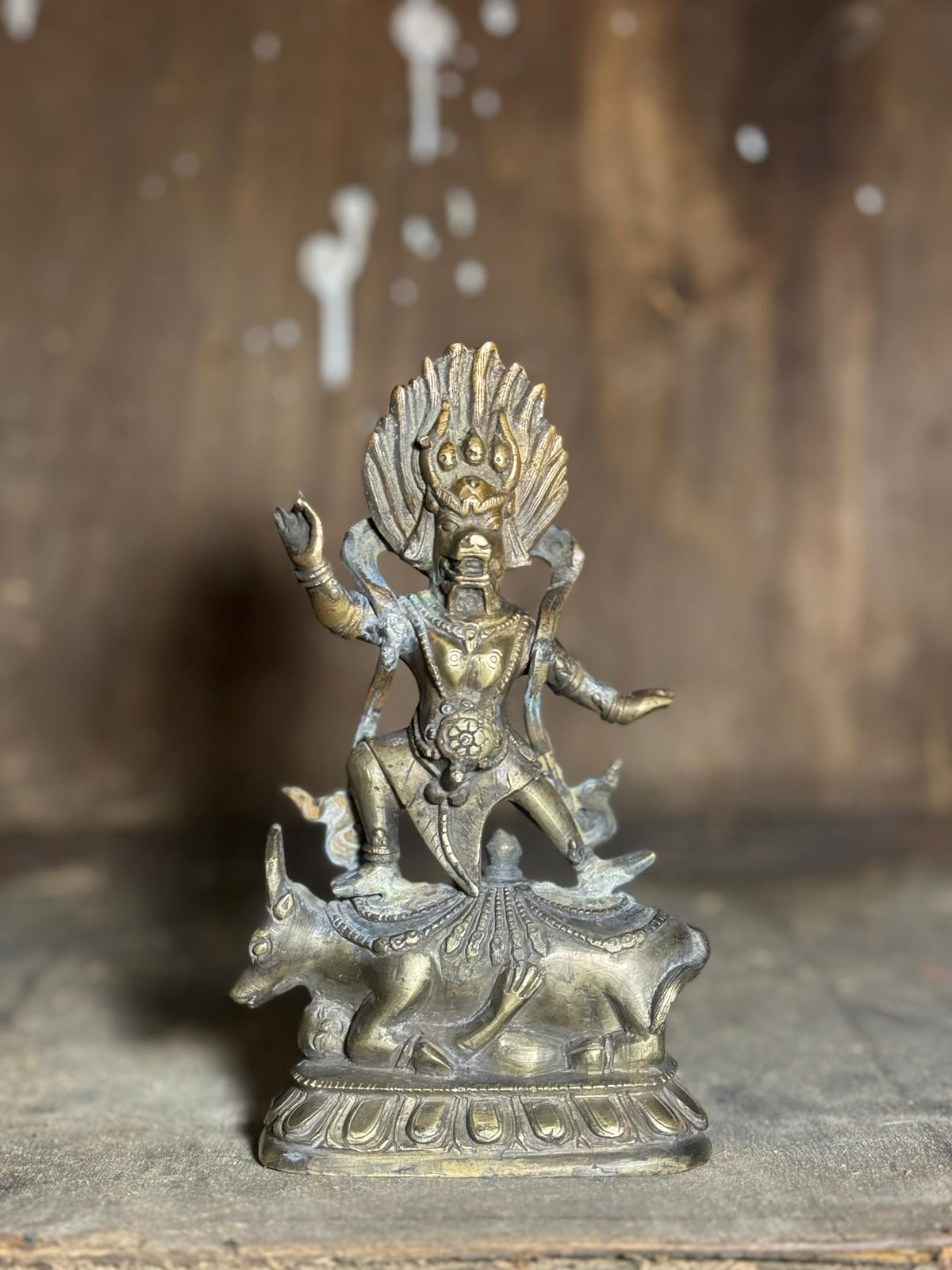 Buddha Dharmapala Santi-Yama Tibetano Fine XIX Secolo