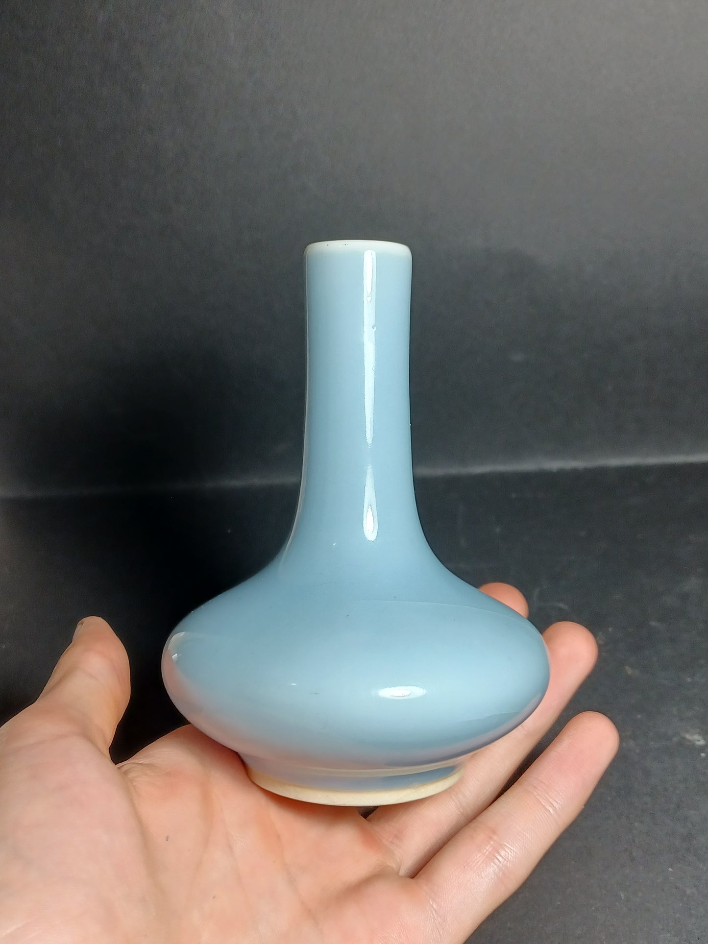 Vaso Cinese Claire de Lune Marchio Apocrifo Kangxi (1654-1722) Epoca XIX Secolo