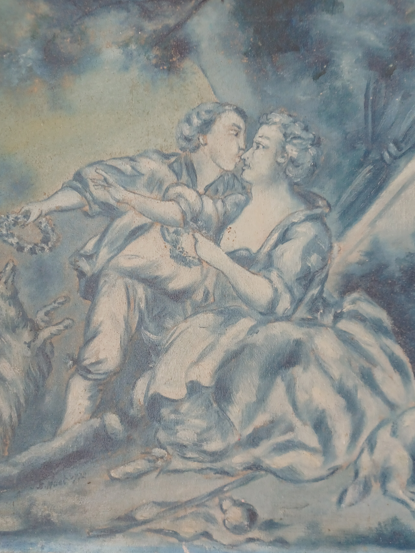 Quadro Raffigurante Scena Amorosa, Firmato J.B.NUET '722