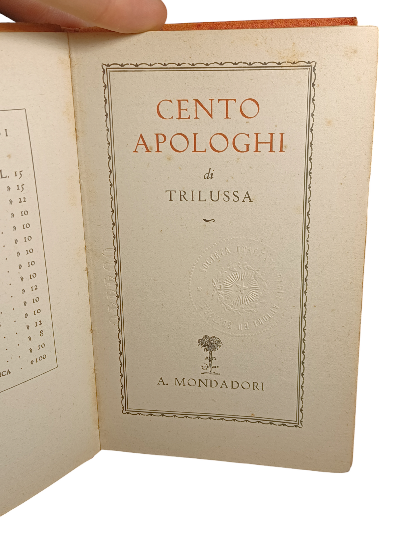 Libro "Cento Apologhi di Trilussa " Anno 1938