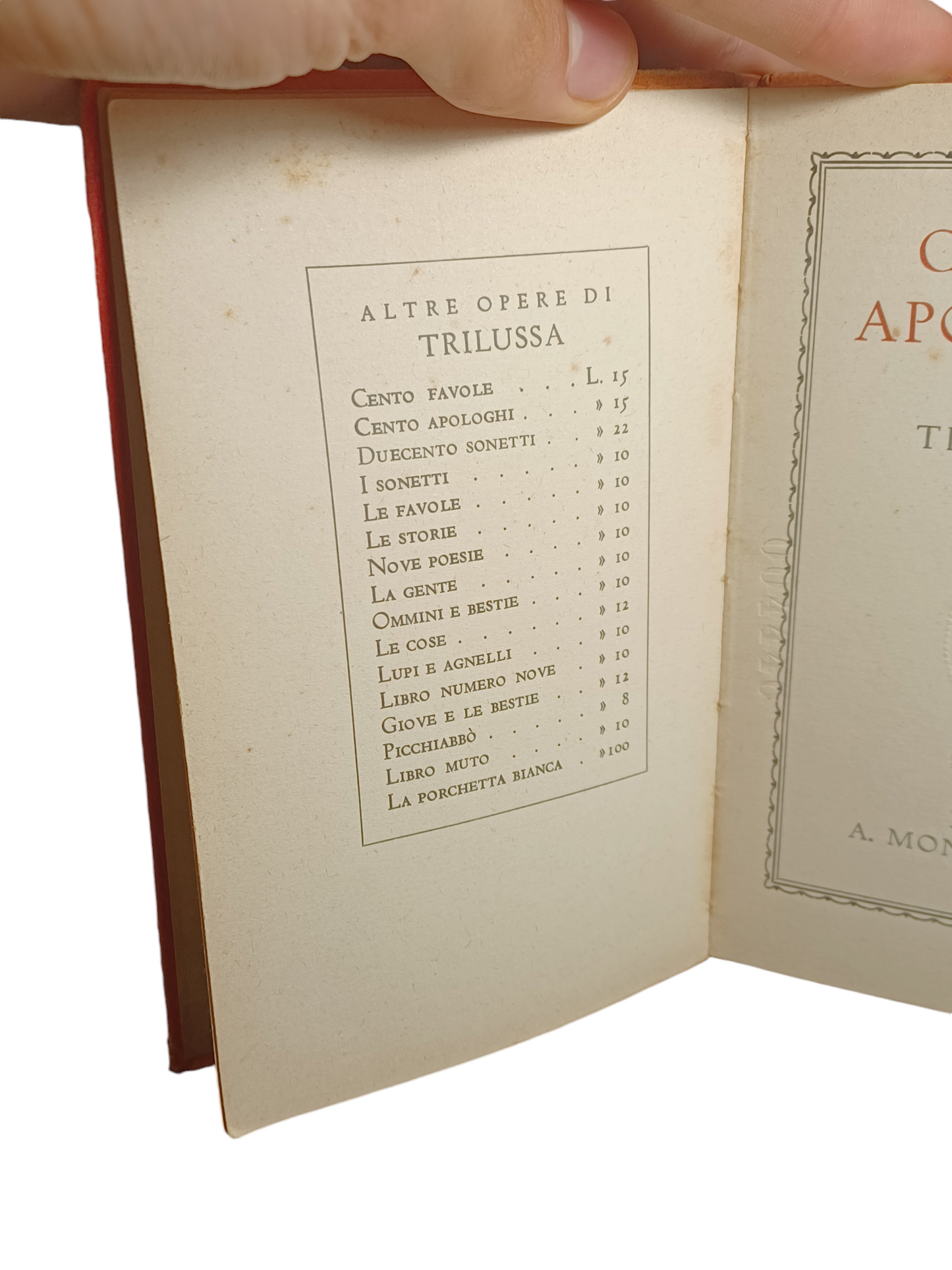 Libro "Cento Apologhi di Trilussa " Anno 1938