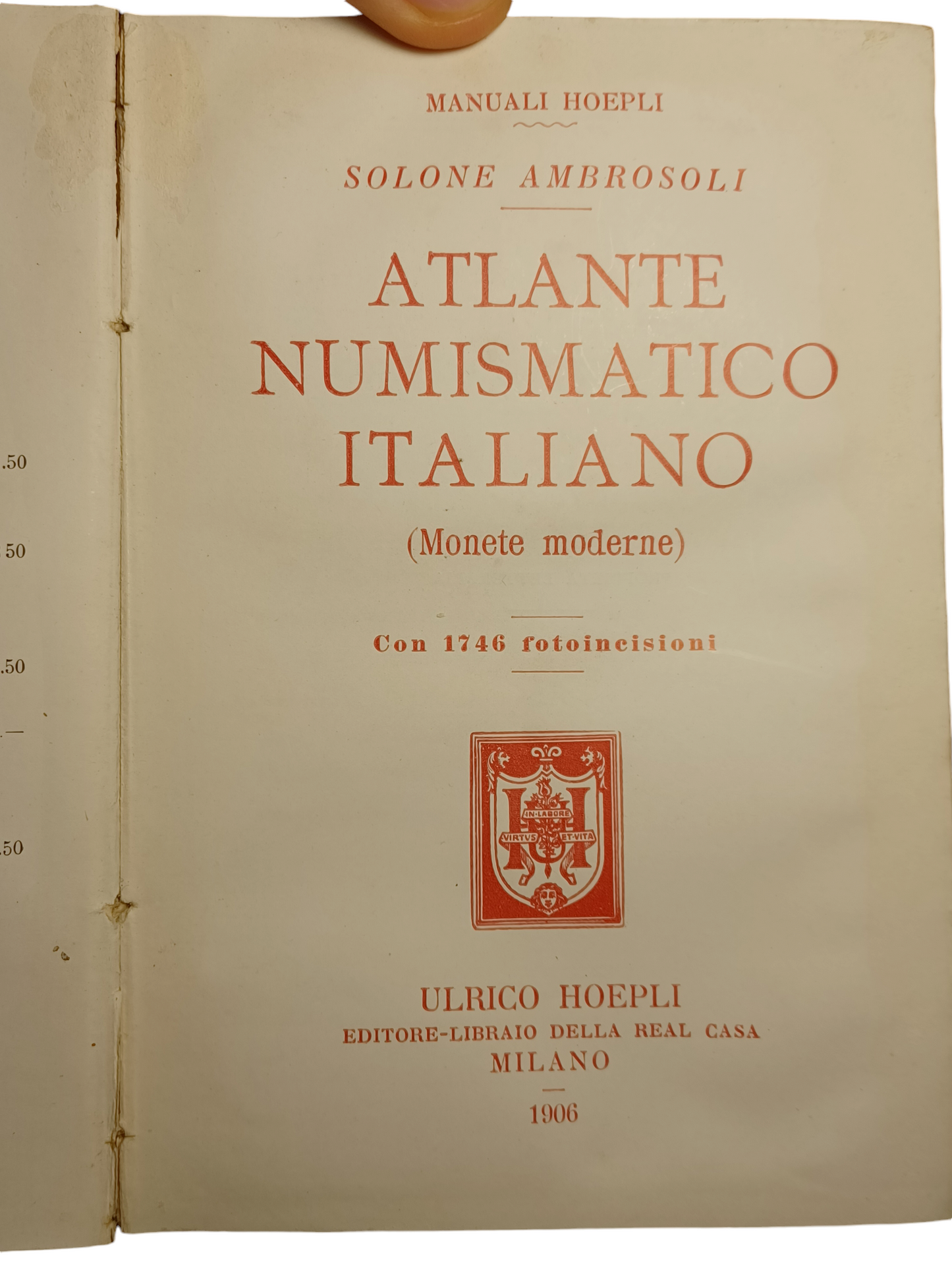 Atlantico Numismatico Di Ulrico Hoepli année 1906