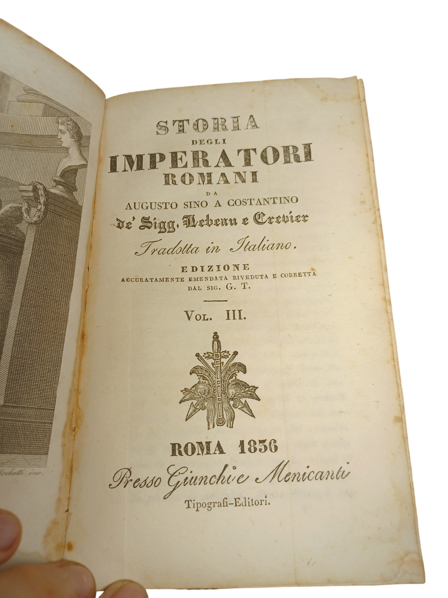 Libro "Storia Imperatori Romani" I,II,III volume, Metà XIX secolo