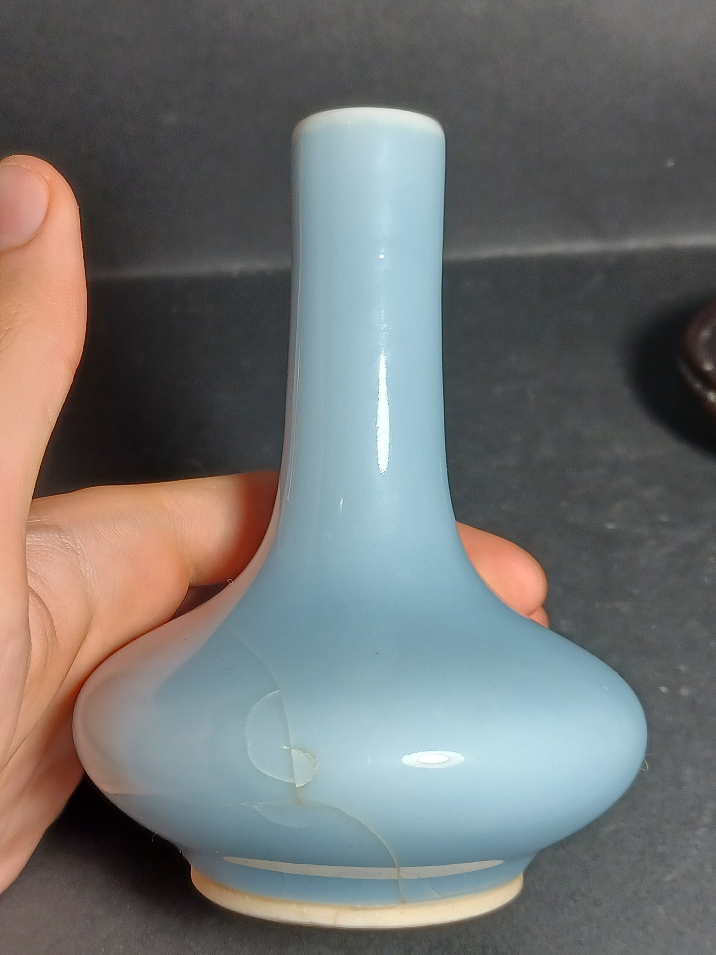 Vaso Cinese Claire de Lune Marchio Apocrifo Kangxi (1654-1722) Epoca XIX Secolo