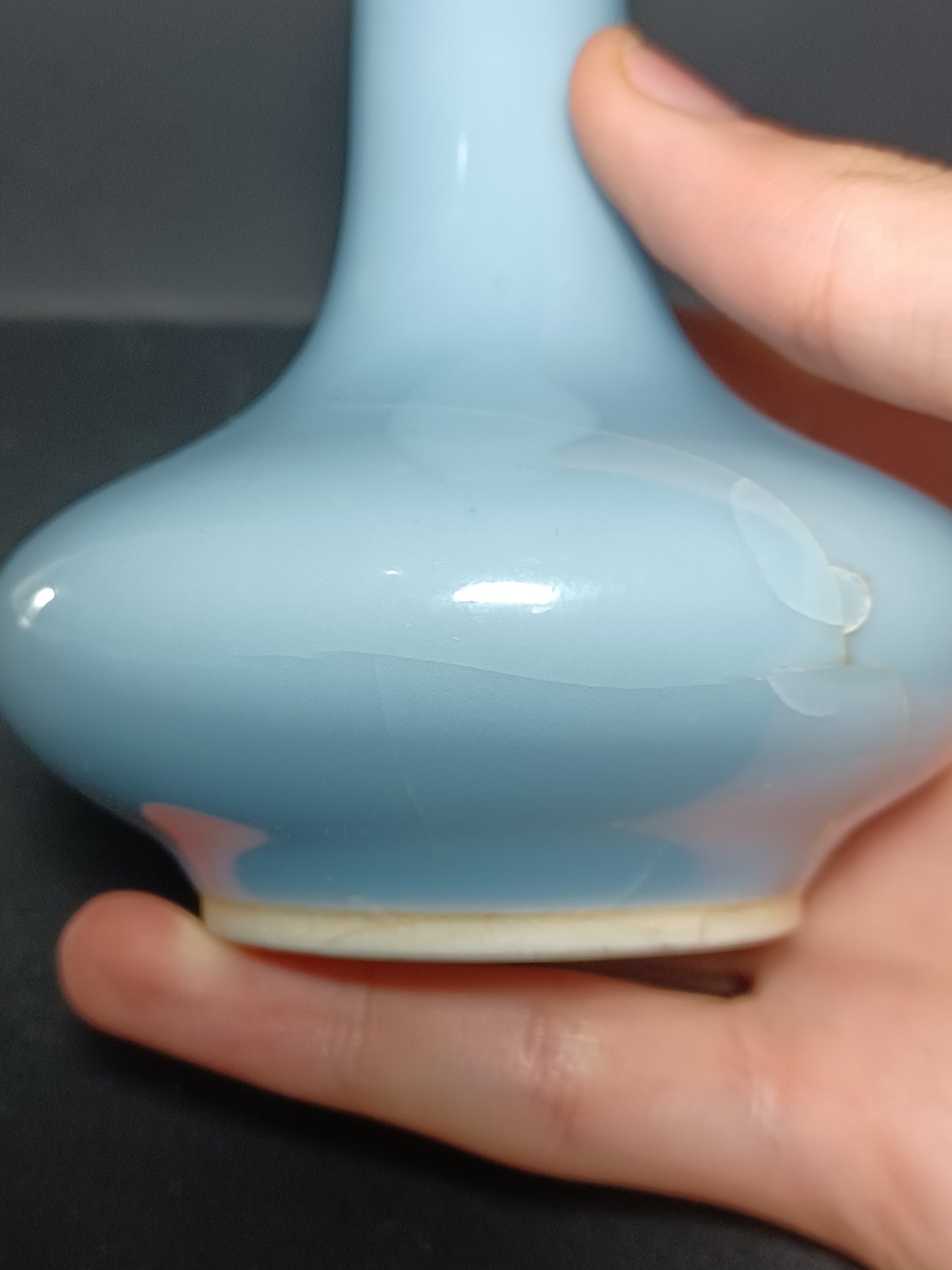 Vaso Cinese Claire de Lune Marchio Apocrifo Kangxi (1654-1722) Epoca XIX Secolo